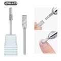 Macro detail of metal nail drill bit shaft and sanding band on white holder - Small Mandrel D (qt0666-02)