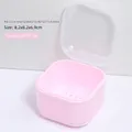 Transparant roze nagelfrees bitjes sterilisator doosje met uitlekbakje, 8,2x8,2x6,9 cm - Transparant roze