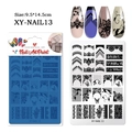 Dettaglio della piastra per stamping nail art con motivi a pizzo, farfalle e fiori - Pizzo Farfalla Rosa Geometrico (XY-13)