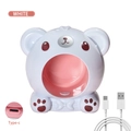 Detail view of bear-shaped nail lamp showing Type-C charging port and white USB cable - Bear Mini Lamp White / White
