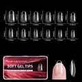 Size guide for 550pcs transparent soft gel nail tips featuring 12 different dimensions - Porcelain White Box Half Frosted 10 (qt0774)