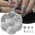 Ασημένιες ατσάλινες χάντρες nail art από 1.5mm έως 6mm με κουτί αποθήκευσης - Συσκευασία 7 Θέσεων / Ασημί