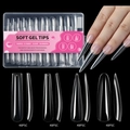 Set di 192 unghie finte 4-in-1 in gel morbido trasparente extra-lungo con 12 misure - Punte per Unghie in Scatola Senza Tracce 4-in-1 Modello 01