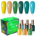 Wizard of Oz nail gel polish set featuring 6 vibrant colors in professional 15ml bottles - Wizard of Oz Green Series Set (一步胶套装TOS06)