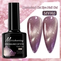 Sparkling dark purple dreamland cat eye nail polish with silver glitter 7.5ml - Moon Flower Cat Eye MY005