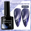 Cat eye nail gel in shade MY007 featuring deep purple glitter and silver magnetic shimmer - Moon Flower Cat Eye MY007