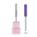 Purple sanding band nail drill bit with metal mandrel and pink storage case - Stainless Steel Mandrel (1PCS) / Extended Mandrel Axis
