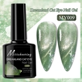 Sparkling light green cat eye nail gel polish MY009 with magnetic glitter finish - Moon Flower Cat Eye MY009
