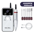 Set trapano per unghie elettrico bianco portatile da 45000RPM con display LCD e 6 punte - Fresa USB Bianca V5