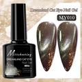 Dreamland Cat Eye Nail Gel in MY010 deep brown with sparkling magnetic glitter effect - Moon Flower Cat Eye MY010