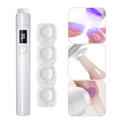 Portable white UV nail lamp with LCD power display and 4 silicone stamping heads - Nail Lamp Rechargeable Silicone Model / White