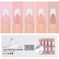 Nude pink gradient 3-in-1 soft gel press-on nail kit with 15 sizes and 150 pieces - 150-piece Set / Western French Style-Style 17