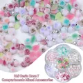 Set de dijes de resina de rosas para uñas con perlas en caja de 7 rejillas - 01# Flor de Rosa 7 Rejillas Decoraciones Mezcladas