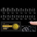 Size chart for 320pcs sculpted short coffin soft gel nail tips with 16 precise dimensions - S / Sculpted Coffin Short (Arch 01) / 320-Piece Pack / Clear
