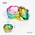 Rainbow glass nail art crystal cup with lid in pumpkin shape and detailed dimensions - Iridescent Flower/Pumpkin Cup 06