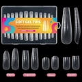 Detail view of 240pcs soft gel nail tips with scale lines and diverse geometric shapes - 240Pcs Seamless Auxiliary Nail Tips