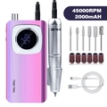 Dettaglio fresa per unghie portatile 45000 giri/min con batteria 2000mAh e punte - Fresa per Unghie USB Viola Sfumato V4 / Viola Iridescente