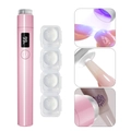 Pink portable handheld UV LED nail lamp with digital power display and storage case - Nail Lamp Rechargeable Silicone Model / Pink