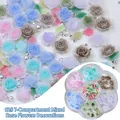 Set de nail art rosas 3D de resina, caja de 7 rejillas con hojas y perlas - 02# Flor de Rosa 7 Rejillas Decoraciones Mezcladas