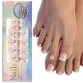 Faux ongles d'orteils French classiques avec embouts blancs et emballage Soft Gel - Style French Nude (03)