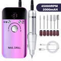 Fresa per unghie elettrica 45000 giri/min sfumatura viola con set di accessori - Viola fantasma