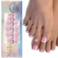 Faux ongles d'orteils French rose avec 12 tailles d'embouts de pédicure en gel souple - Style French Rose (04)