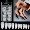 Claw-shaped long nail tips in translucent white, 100pcs set with multiple sizes - Natural Color