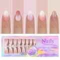 Detail of soft gel nail tips set with 15 sizes of gradient pink and nude press-on nails - 5 Colors Gradient Press-on Nails 01 (Pink/Milk Tea)