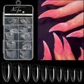 100-piece set of transparent stiletto artificial nail tips in ten distinct sizes - Clear
