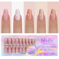 Detail van 3-in-1 zachte gel nageltips in diverse nude roze tinten met 15 maatvarianten - Nude Tint Stijl 01