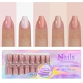 Detail van 3-in-1 zachte gel nageltips set met nude kleuren in vijftien verschillende maten - Nude Tint Stijl 02