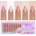 3 in 1 soft gel almond nail tips set with 15 sizes in nude pink tones and laser box - Nude Tone Style 03