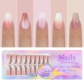 Detail of soft gel coffin nail tips with ombre gradient and 3-in-1 system kit box - 5 Colors Gradient Press-on Nails 04 (Coffin Gradient)