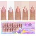 Detail van 3-in-1 zachte gelnagelset in nudetinten met glanzende afwerkingsmaten - Nude Tint Stijl 04