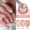 Translucent nude pink nail gel polish showing color effects of one to three layers - Iced Translucent Gel 01