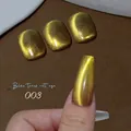 Close-up of golden cat eye nail polish shade 003 showing luxury linear glitter texture - Blue Tears Cat Eye Gel 03 (Golden Yellow)