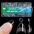 Detailansicht von 600 superkurzen transparenten Softgel-Nagelspitzen in 12 Größen mit Box - 600 Stück Kurze Box-Nagelspitzen 05