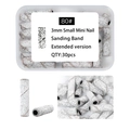 Macro shot of 80 grit white sanding bands for nail drills with storage box and labels - White (80 Grit) / 3mm Extended Sanding Band 80# 30pcs
