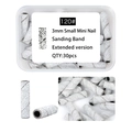Macro detail of 30pcs 3mm nail sanding bands with 120 grit in transparent box - Silver Grey (120 Grit) / 3mm Extended Sanding Band 120# 30pcs