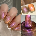 Makro-Detail von Schimmer Katzenaugen-Nagellack Gel in Farbton 003 mit rosa-orangem Glanz - Traumhaftes Lichtjagendes Katzenaugen-Gel 03