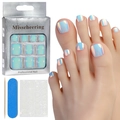 Iridescent aurora cat-eye press-on toenails kit with file, stick and adhesive - Aurora Pink Purple