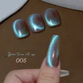 Macro detail of Blue Tears cat eye nail polish in shade 005 with deep blue magnetic shimmer - Blue Tears Cat Eye Gel 05 (Cyan Blue)