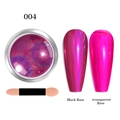 Detail view of 004 laser nail powder showing effects on black and transparent bases - Laser Powder 04