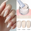 Detail of nude pink gel polish showing 1 to 3 layers of translucent coverage on nails - Iced Translucent Gel 10