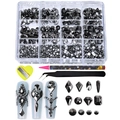 Detailed nail art rhinestone set with 12-grid storage box tweezers and dotting pen - 12 Grids Black Rhinestone Set