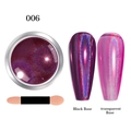 Detail of holographic nail powder 006 with applicator tool on black and transparent bases - Laser Powder 06