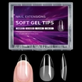240pcs set of clear soft gel almond nail tips with 12 sizes and half-matte finish - Almond Style (OM-01)