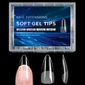 240pcs soft gel transparent half-matte almond nail tips in 12 various sizes - Stiletto Style (OM-02)