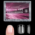 Set of 240pcs clear soft gel nail extensions in 12 sizes with storage box - Medium Coffin Style (OM-03)