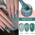 Macro shot showing ice-translucent blue-grey nail gel with layered coverage and rhinestones - Iced Translucent Gel 13